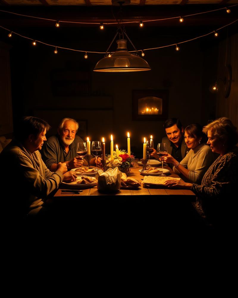Family of six around a table